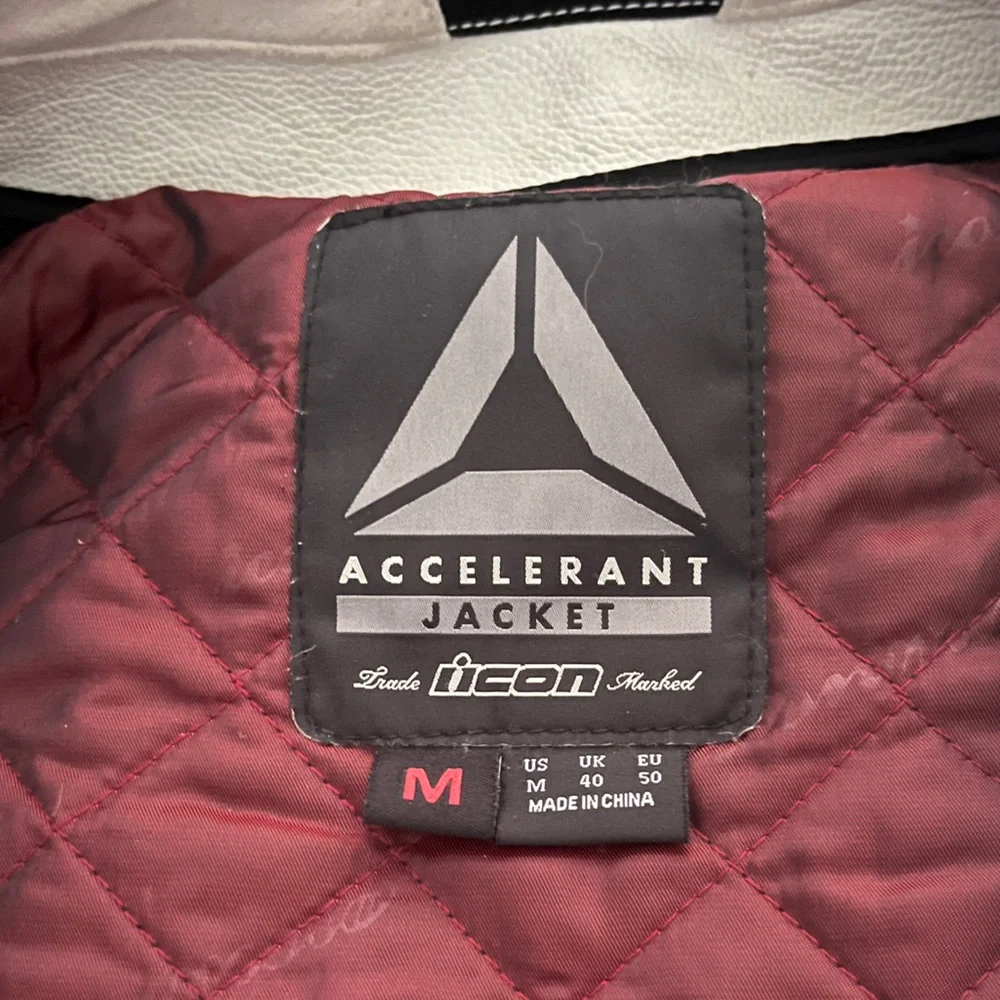 ICON Men’s Leather Motorcycle Jacket With Body Armor Size Medium - Picture 8 of 12